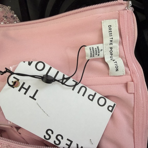 NWT Dress The Population Crystal Sequin Mini Dress Women's Pink Size L Body-con - Picture 12 of 14